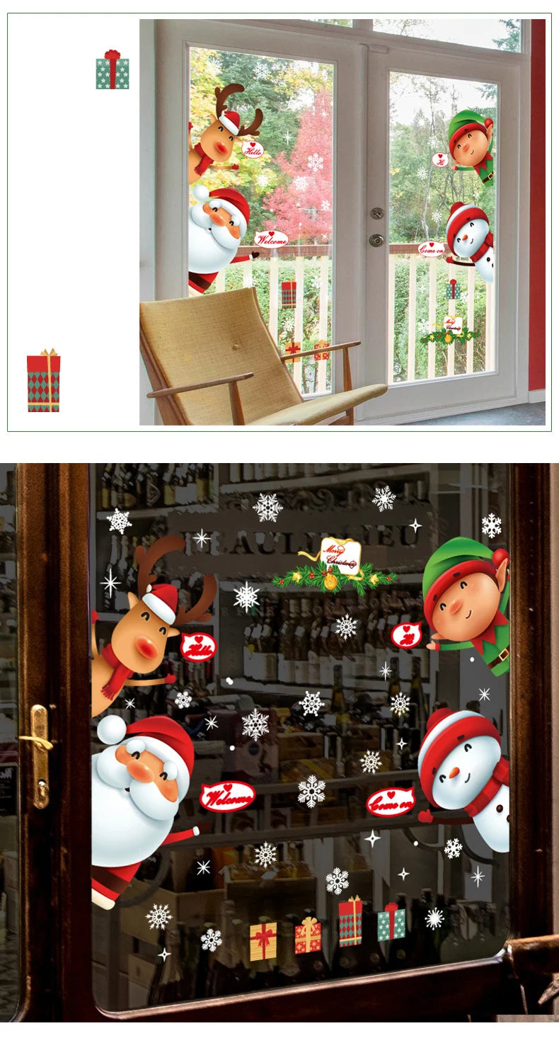 Weihnachtsfensteraufkleber Frohe Weihnachten Dekorationen für Zuhause 2024 Weihnachtsschmuck Xmas Navidad Natal Geschenke Neujahr 2025