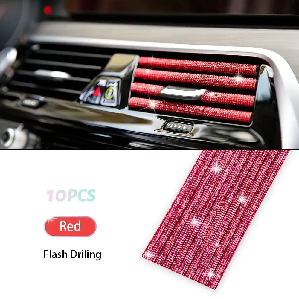 10 Stücke Diamant Auto Klimaanlage Outlet Streifen Bohrer U Form Strass Clip Dekoration Glänzende Kristall Trim Streifen Auto Zubehör