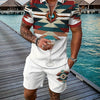 Retro National Stil Totem 3D-Druck Herren Trainingsanzug Set Sommer Reißverschluss Poloshirt + Shorts 2-teiliges Set Herren Kleidung Trainingsanzug Set