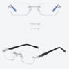 Men Blue Light Blocking Reading Glasses Women Dimond Cutting Rimless Eyeglasses Frame Anti Fatigue Hyperopia Presbyopic Eyewear