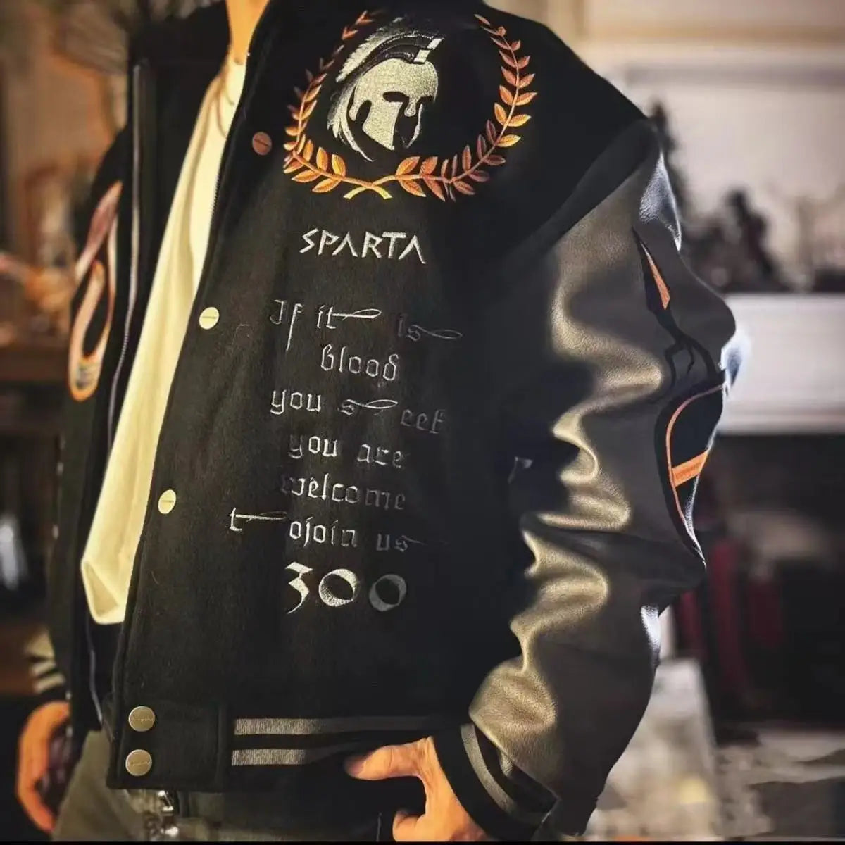 Bestickte College Jacke Herren PU-Lederärmel Oversized Bomberjacken Damen Baseball Mäntel Streetwear Herren Kleidung