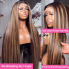 Highlight Front Wigs Human Hair Pre Plucked Hairline 4/27 5x5 Glueless Lace Straight Wig Human Hair Wigs For Women 250 Density