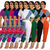 CM.YAYA Workout Denim Patchwork Women Two 2 Piece Set Outfit Sweatsuit 2022 T-shirt and Jogger Pants Matching Set Tracksuit