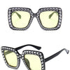 Glitter Women Sunglasses Brand Design Flash Square Shades Mirror Female Sun Glasses Bezel Bling Rhinestones
