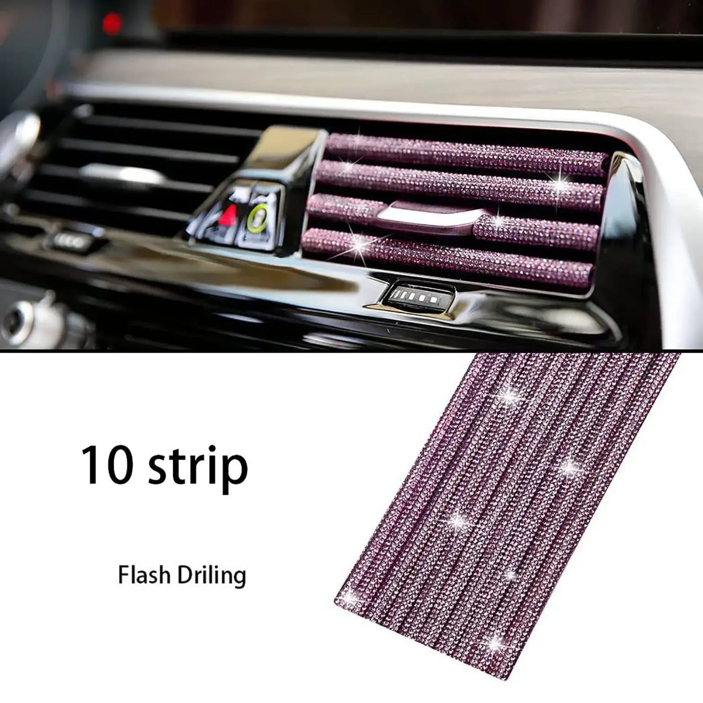 10 Stücke Diamant Auto Klimaanlage Outlet Streifen Bohrer U Form Strass Clip Dekoration Glänzende Kristall Trim Streifen Auto Zubehör