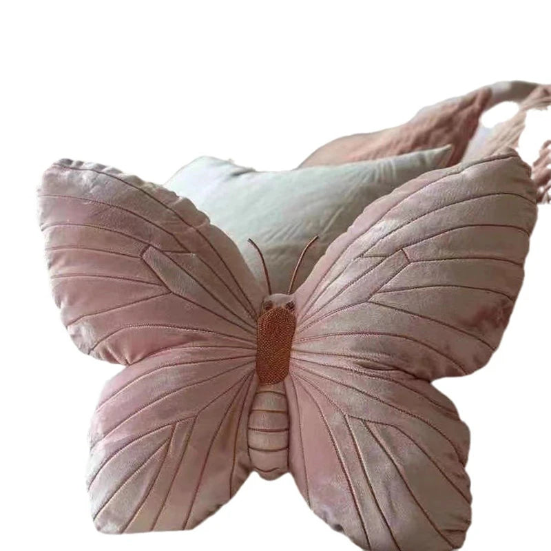 3D Butterfly Pillows Doll Pink Decorative Soft Pillow Exquisite Cute Doll Toy for Girls Sleeping Sofas Bedhead Pillow