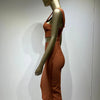 Damen Sommer sexy ausgehöhltes braunes Midi knielanges Bodycon-Bandagekleid 2023 Designer elegantes Abendpartykleid Vestido