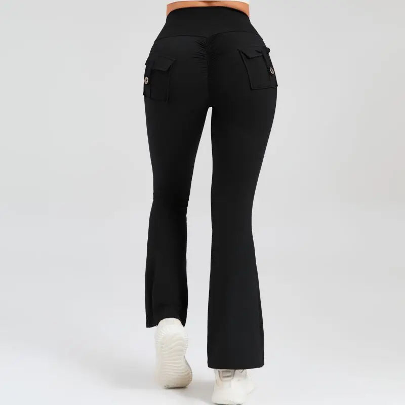 Women Flare Pocket Leggings High Waist Sport Yoga Pants Quick Dry Breathable Leggings Outfit Fitness Gym Clothes Sportwear Pant