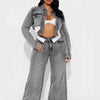 Streetwear Denim 2 Piece Sets Women Outfit Autumn Clothes Women Long Sleeve Jean Short Jacket Straight Jeans Pant Sets Tracksuit