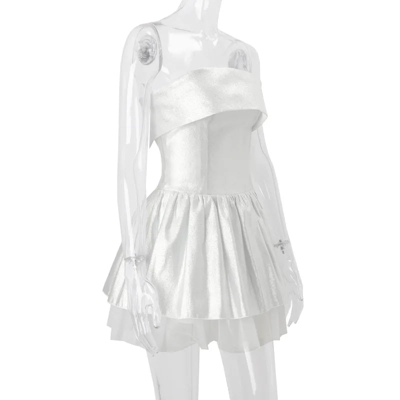 Elegantes trägerloses Korsett-Minikleid schulterfrei glänzende Kleider glitzerndes rückenfreies Roben-Ballkleid Geburtstag Abendparty Cocktail