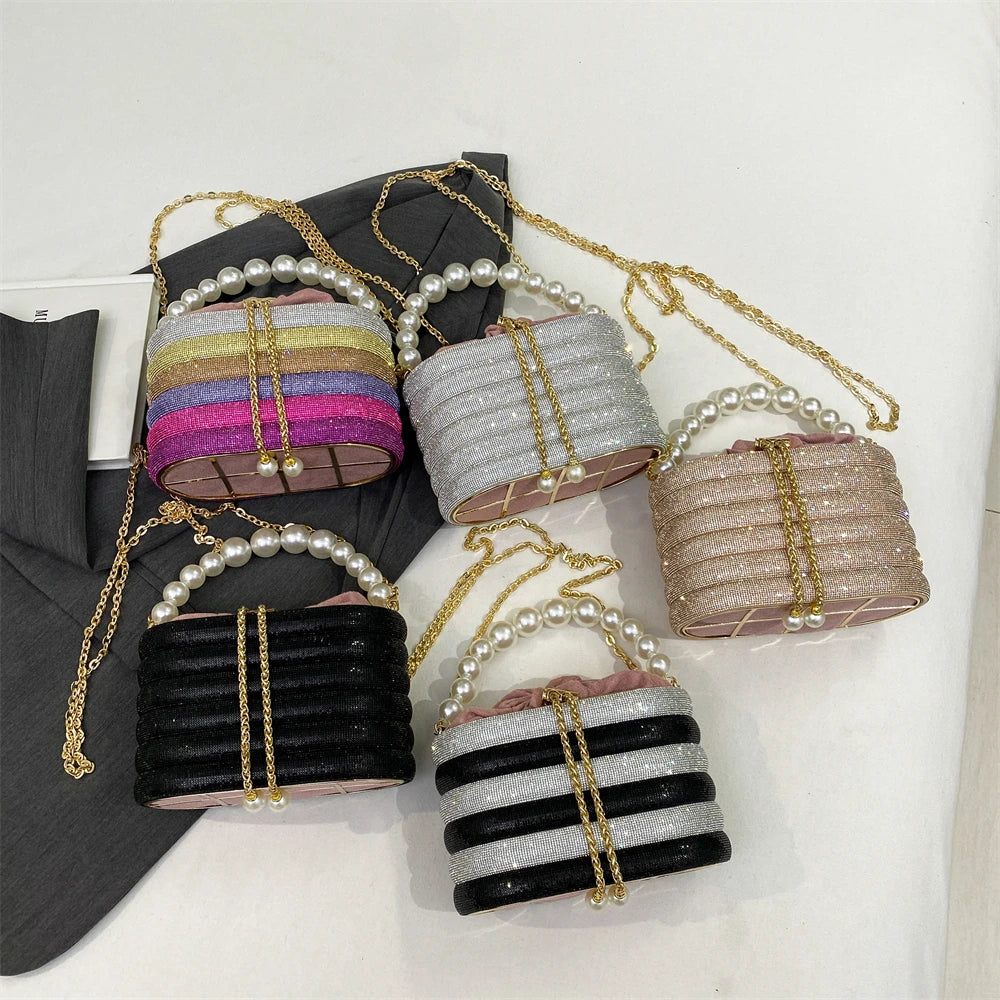 MOODS Luxury Evening Purses For Women Dazzling Pearl Beads Chain Crossbody Bag Dinner Party Clutch 2023 Luxury Designer Handbags