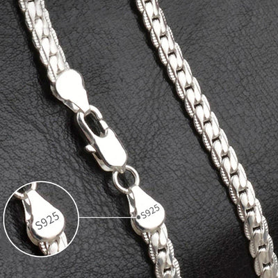 18K Gold/Silber Farbe 6mm Voll quer liegende Halskette 8/18/20/24 Zoll Kette für Damen Herren Mode Hochzeit Verlobung Schmuck