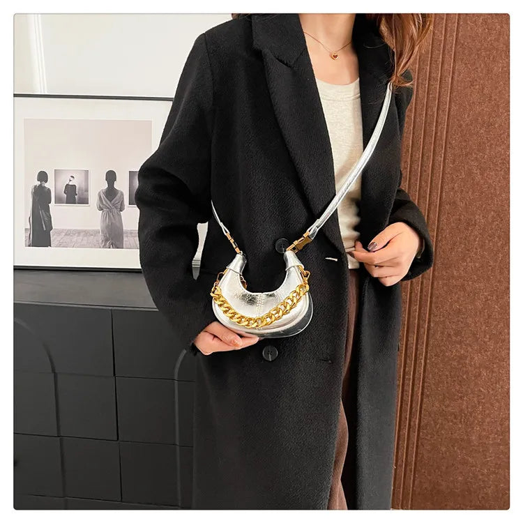2024 Herbst Winter Mini Umhängetaschen für Damen Luxus Halbmond-Handtaschen für Damen Handtaschen mit Griff Weibliche kleine Tasche