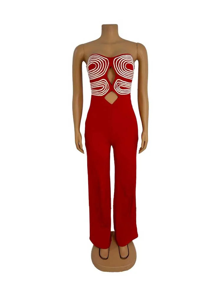 Damen Sommer Trägerloser Jumpsuit Sexy Einteiler Outfits Cut Out Taille Party Jumpsuit Kleidung Damen Langer Rückenfreier Overall