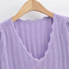 Damen V-Ausschnitt gestricktes Häkel-T-Shirt mit
