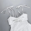 Hollow Ruched  Dress Women Square Collar Lace-up Shoulder Strap Backless Sleeveless Ruffles Street Trend Mini Bodycon