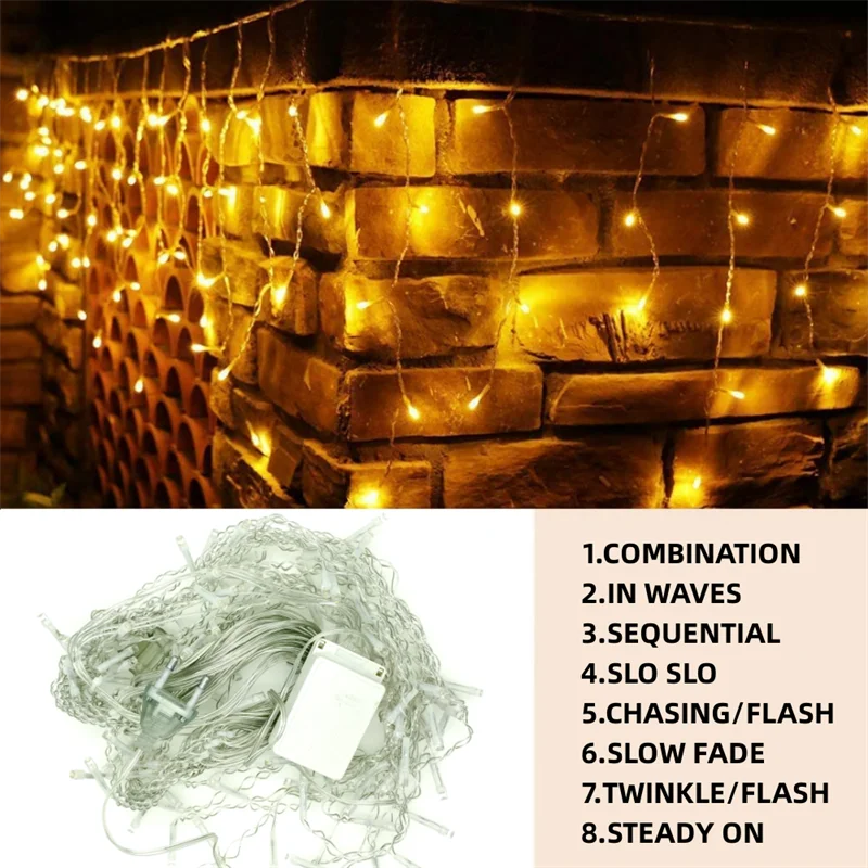 Weihnachtslichterketten Wasserfall Außendekoration 5M Abhänge 0,4-0,6m Led Lichtervorhang Lichterketten Partygarten Traufendekoration