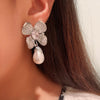 Zircon Pearl Temperament Flower Luxury Exquisite Earrings