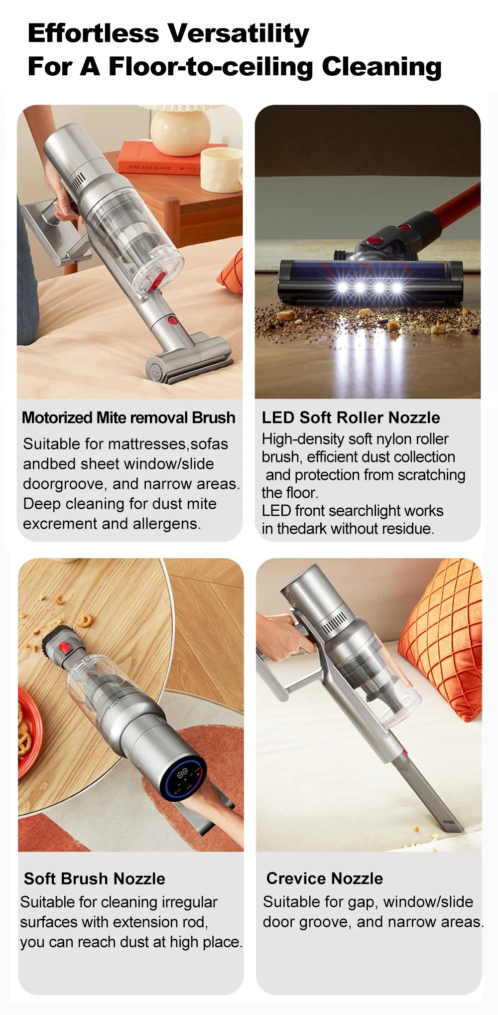 Wireless Handheld Vacuum Cleaner VC205,27000PA Suction,Smart Dust Sensor,Touch Screen,Portable Stick Cordless Vacuum for Home