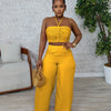 Pant Set Women Two Piece Sets Sexy Sleeveless Tops Drawstring Wide Leg Long Pants High Waist Y2k Streetwear Elegant Splice