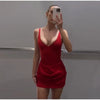 Sexy Pleated Strap Romper Set Women Red Sleeveless Backless U-neck Mini A-line Skirt Female 2025 Fashion Summer Solid Party Suit