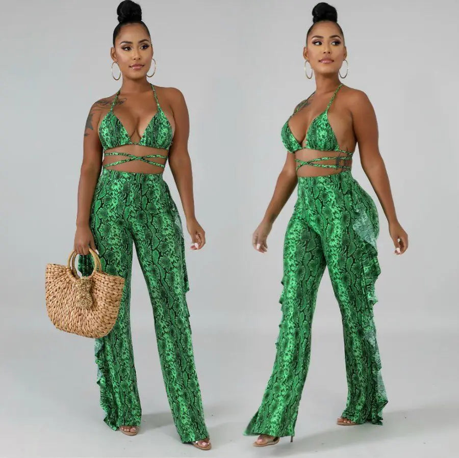 Bra+tassel Pants Suit  2 Piece Set Women Hot Pink Swimsuit Mesh Bathing Suit Sexy Matching Swimwear Viquinis Mujer 2022