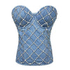 SXTHAENOO Damen Sexy Fashion Crop Top Diamant Blume Trägerloses Bustier Top BH Nachtclub Party Tank Top Weiblich Ropa De Mujer