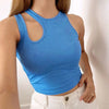 Sexy Rib-knit Tank Top for Women Summer Solid O-neck Sleeveless Crop Tops Street Vintage Korean Fashion Shirt Vest Y2K Clothes