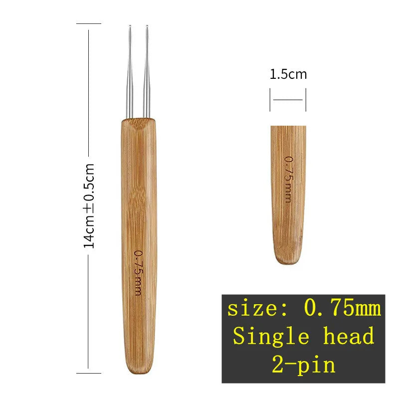1pcs Wooden Crochet Dreadlocks Braid Needle Feather Wig Hook Needles Threader Knitting Hair Crochet Needles Hair Extension Tools