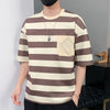 Casual Short Sleeve T Shirt Men'S For 2025 Summer Tshirt Top Tees Striped Brand Fashion HIP HOP Clothes OverSize 3XL T-Shirt