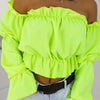 Candy Color Off Shoulder Crop Tops women Summer dot print lantern sleeve shirts Lady Sexy Slash neck beach blouse