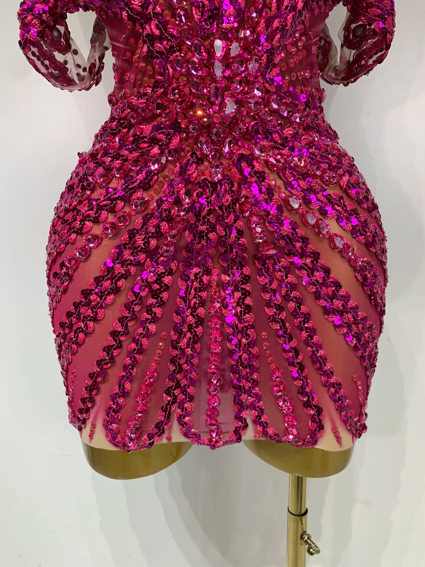Women Sexy Sparkly Rhinestones Sequins Off The Shoulder Mesh Mini Dress Birthday Party Nightclub Dancer Stage PhotoShoot Costume