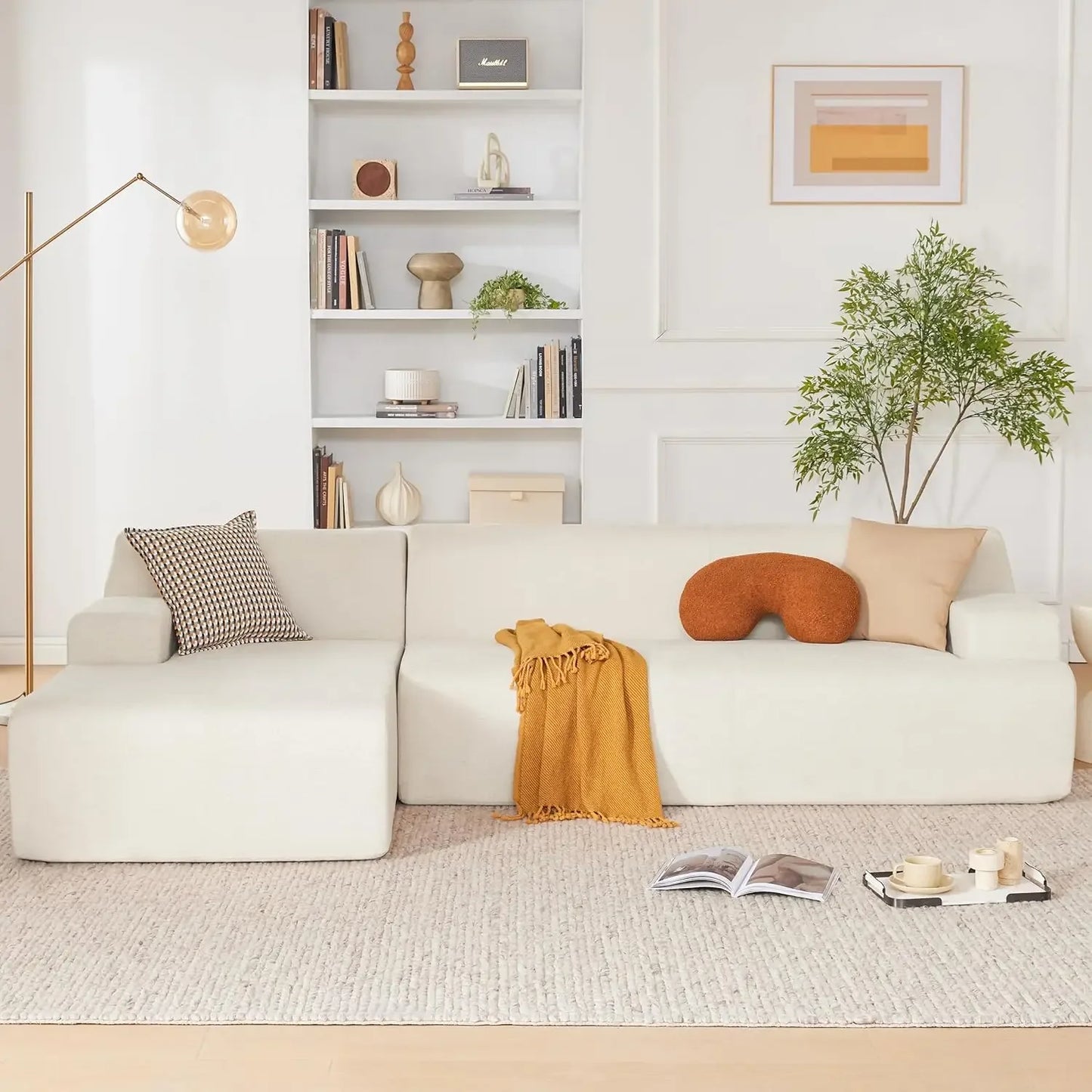 107” modulares Sektionssofa, modernes Couch-Schaumstoff-Sektionssofa für das Wohnzimmer, hochdichtes Schaumstoff-Wolken-Sektionssofa