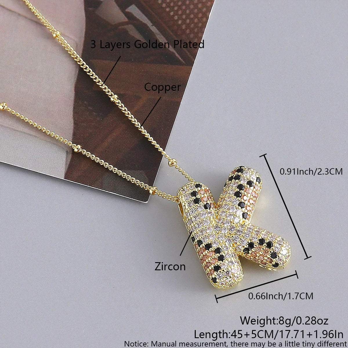 MHS.SUN Neue Leopard Bubble Buchstabenkette Vergoldet Chunky Bubble Zirkon 26 Initialen Anhänger Halskette Frauen Modeschmuck