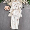 TWOTWINSTYLE Luxury Style Two Piece Set For Women O Neck Long Sleeve Topa High Waist Skinny A Line Skirt Set Female KSE524945