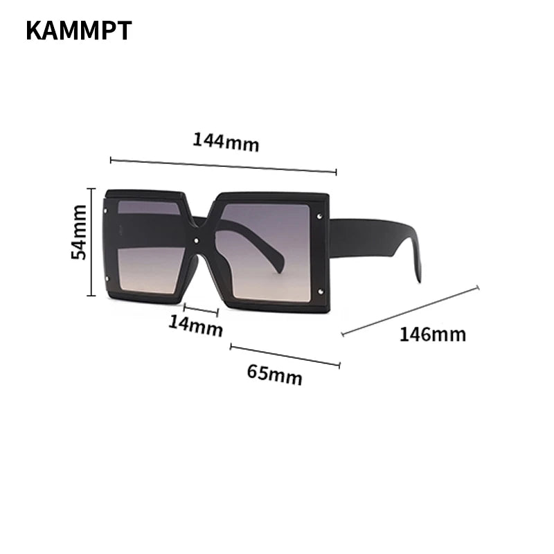 KAMMPT Quadratische Oversize-Sonnenbrille Unisex Trendige Verlaufs-Goggle Luxusmarken-Design Sonnenbrille