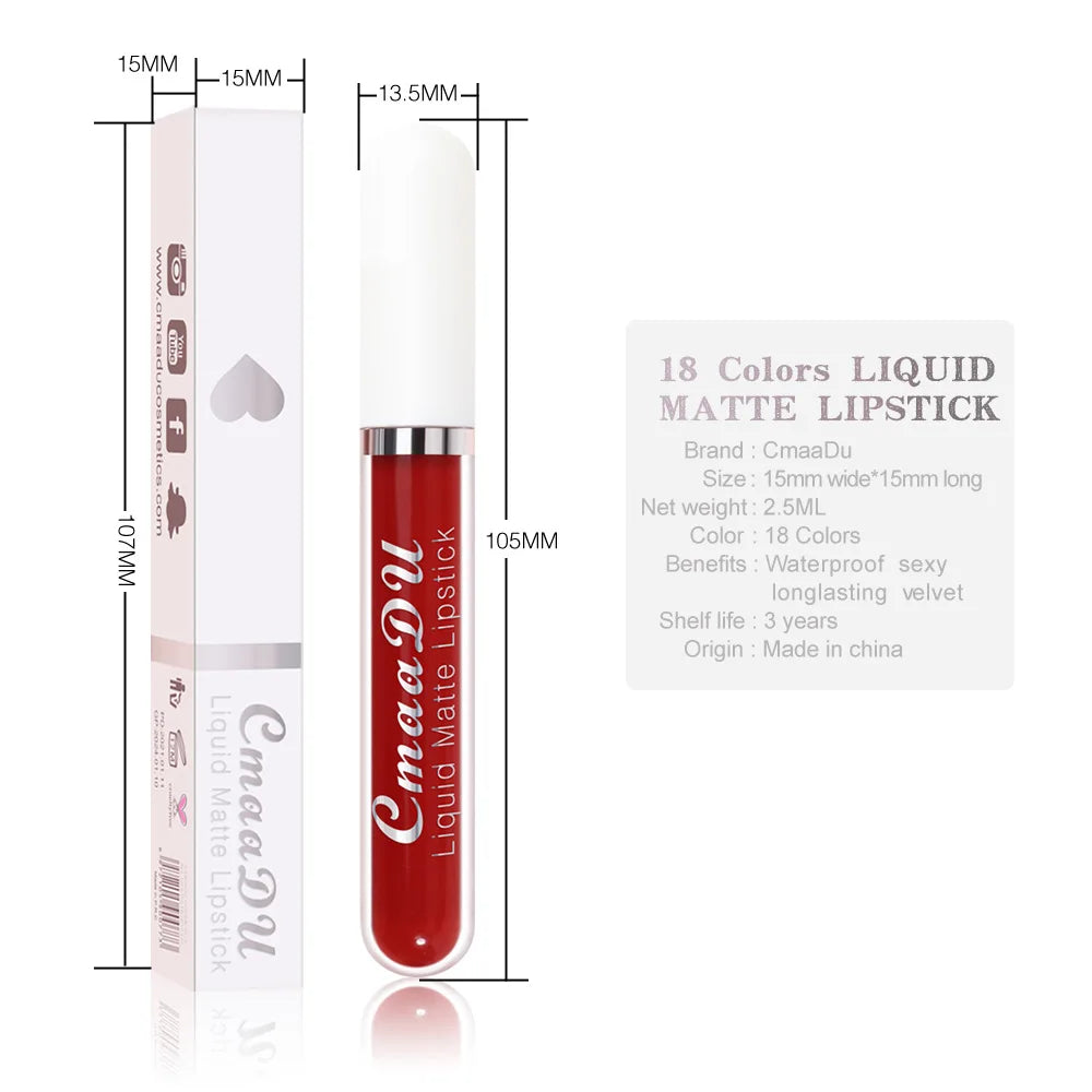 18 Color Lipstick Matte Waterproof And Long-lasting Lip Gloss