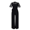 Elegante Jumpsuits & Rompers für Damen Rundhals Spitze Patchwork Kurzarm Gürtel Hohe Taille Luxus Geburtstagsparty Abend Outfit