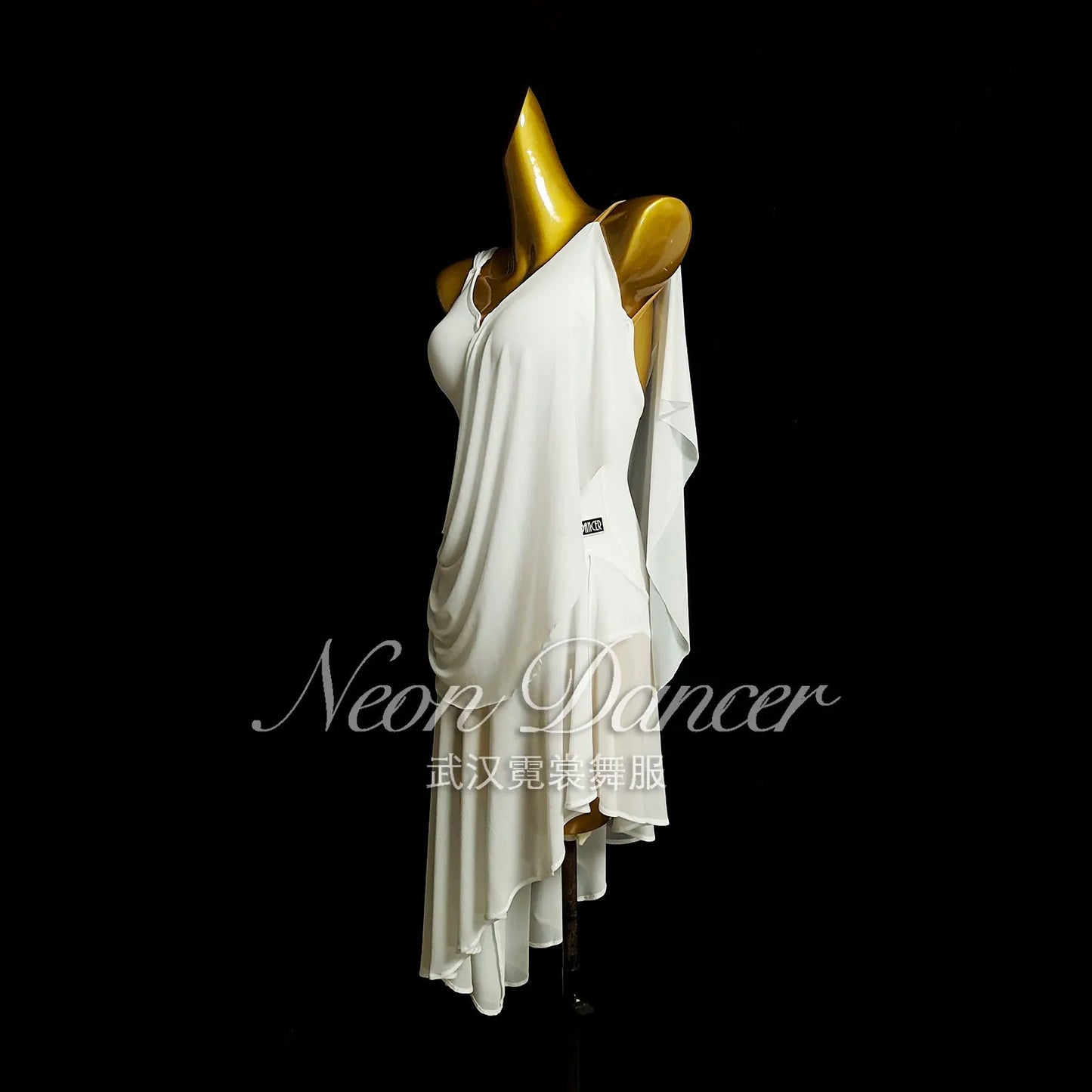 Neondancer Neue Damen Lateintanzkleidung Rumba Performance Wettkampfkleidung Mesh-Stoff Latein-Langkleid