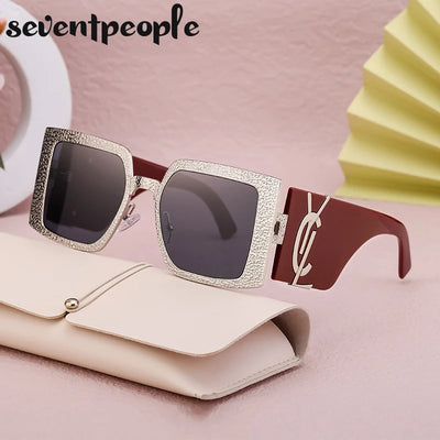 Klassische Oversize-Quadrat-Sonnenbrille für Damen, großer Rahmen, Luxusmarke 2024, Designer, neue Vintage-Schild-Sonnenbrille für Damen, Eyewear