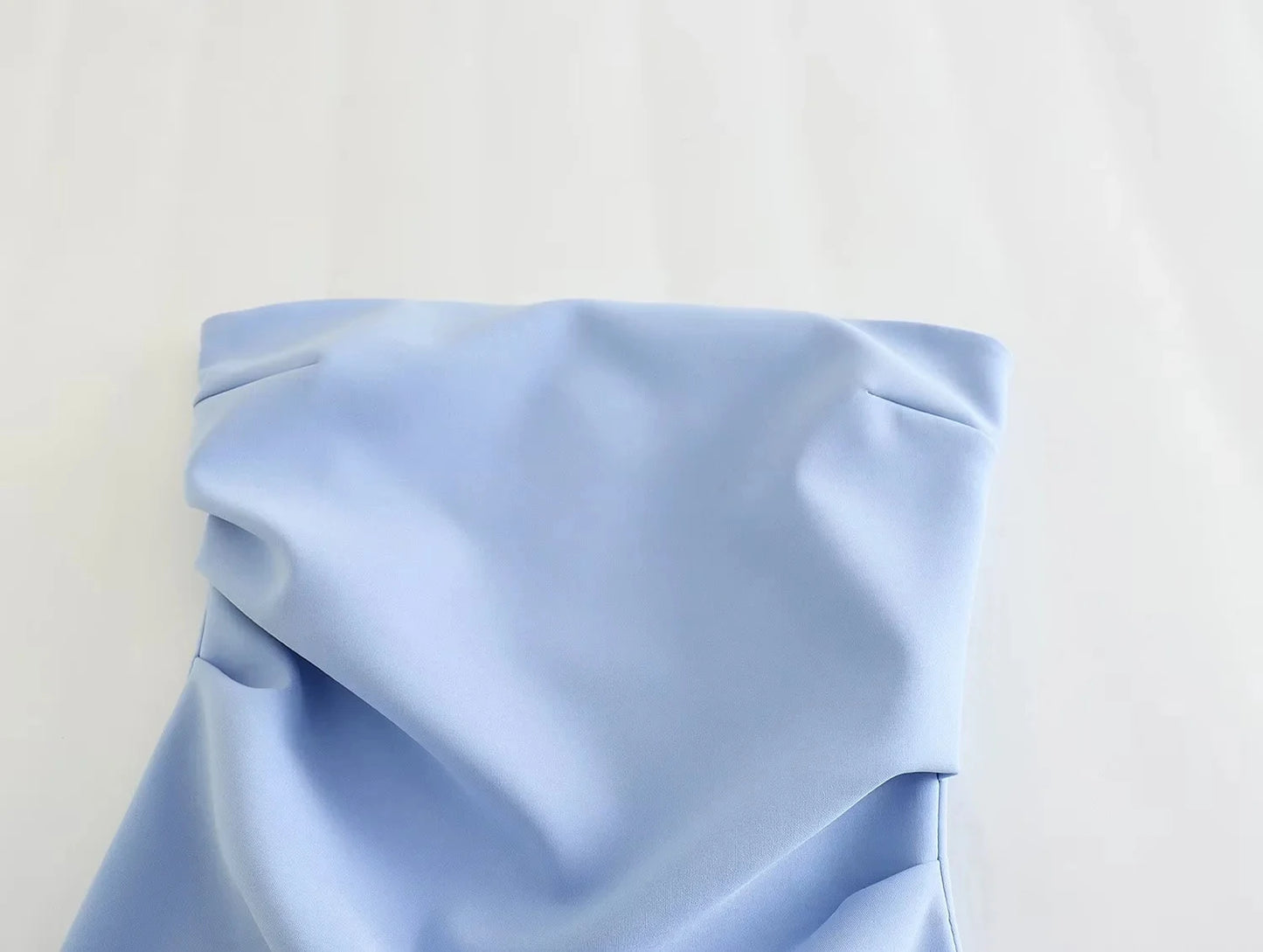 TRAF Damenkleid schulterfrei Korsett Kurze Kleider Gerafftes rückenfreies blaues schwarzes weißes Kleid Damen sexy Bodycon Partykleider
