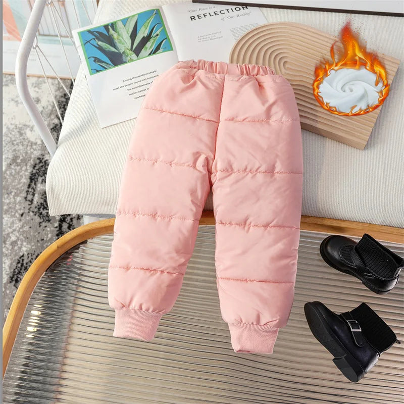 -30℃  Winter Children Lambwool Pants Boys Girls Thick Plus Velvet Trousers Kids Padded Bottoming Pants Toddler Warm Sweatpants