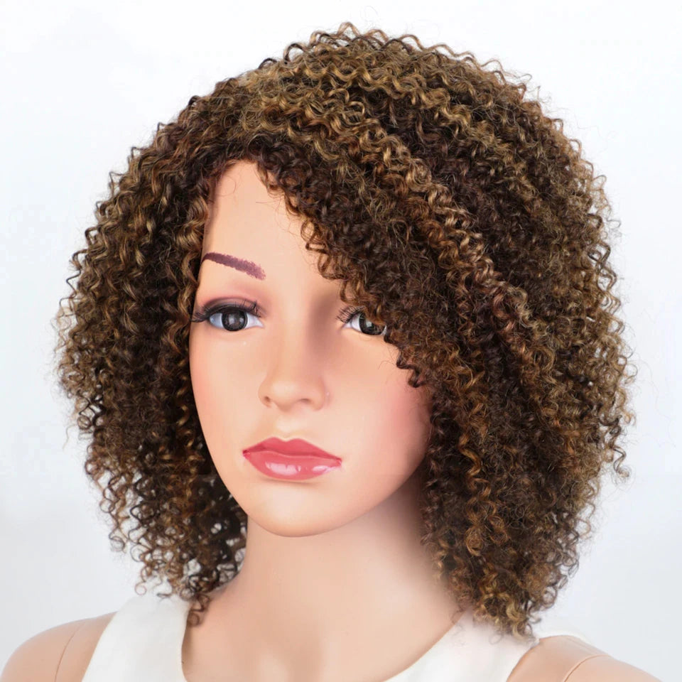 Jerry Curly Short Pixie Bob Cut Curly Human Hair Wigs Highlight Kinky Curly Wigs For Black Women Brazilian Remy  Cheap Jerry