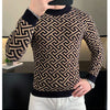 Herbst Winter Samt Strickpullover Herren Langarm Rundhalspullover Slim Fit Business Freizeit Strickwaren Tops Herrenbekleidung