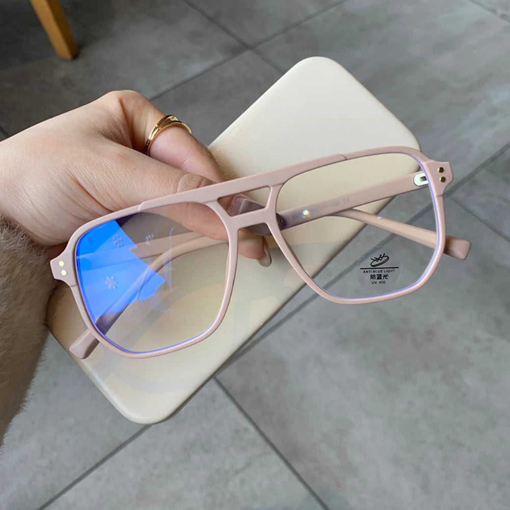 Retro Fashion Anti-blue Light Glasses Men Women Transparent Computer Glasses Frame Eyeglass Frame Flat Glasses Square Eyeglasse