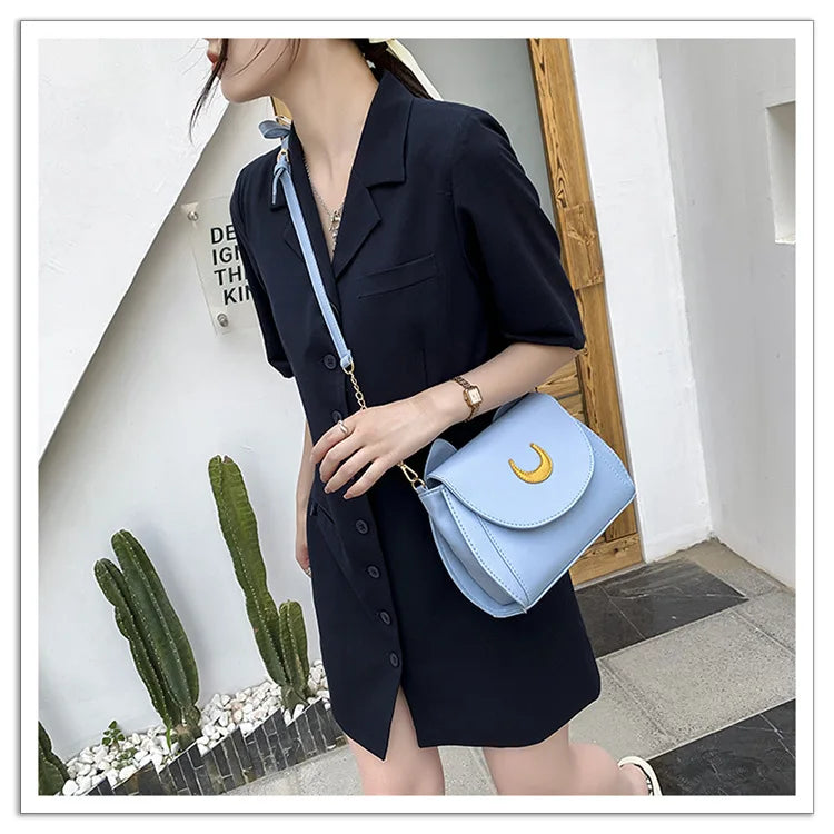 Summer Sailor Moon Ladies Handbag Black Luna Cat Shape Chain Shoulder Bag PU Leather Women Messenger Crossbody Small Bag Purses