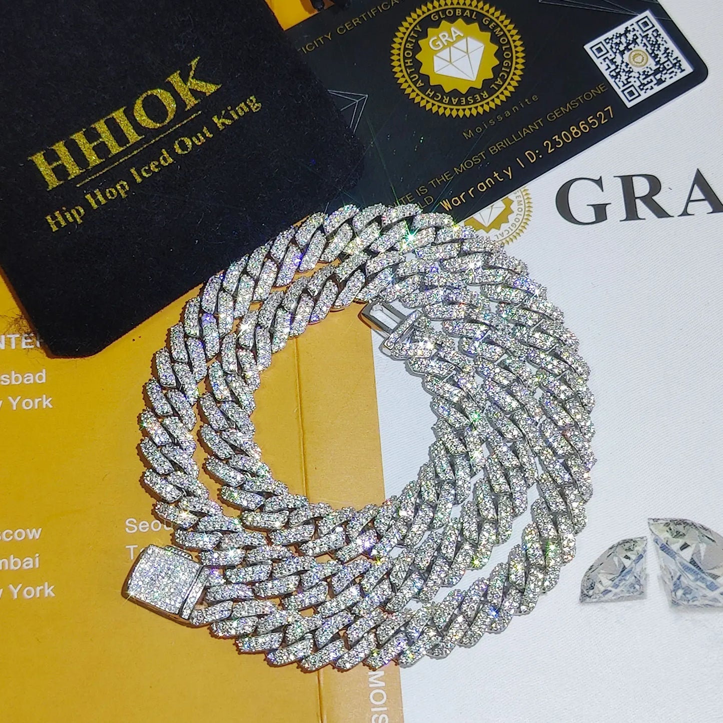 Pass Diamond Test Hip Hop Jewelry VVS1 Stone Shiny 2row 3row Men Women 925 Sterling Silver Necklace Moissanite Cuban Link Chain