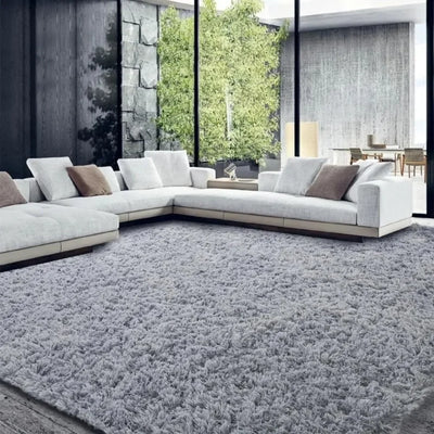 Hochflor-Teppich 2,74 x 3,66 m, ultraflauschiger großer Plüsch-Kunstfellteppich für Wohnzimmer und Schlafzimmer, rutschfester flauschiger Teppich