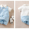 0-18 Baby Bodysuit Gentleman Style Handsome Formal Cotton Comfortable Soft Boys And Girls Summer Short Sleeved Newborn Clothes