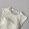 Sexy Kurzes Rückenfreies Sport-T-Shirt mit festem Brustpolster Damen Eng Anliegendes Schnell Trocknendes Schlankmachendes Yoga-Top